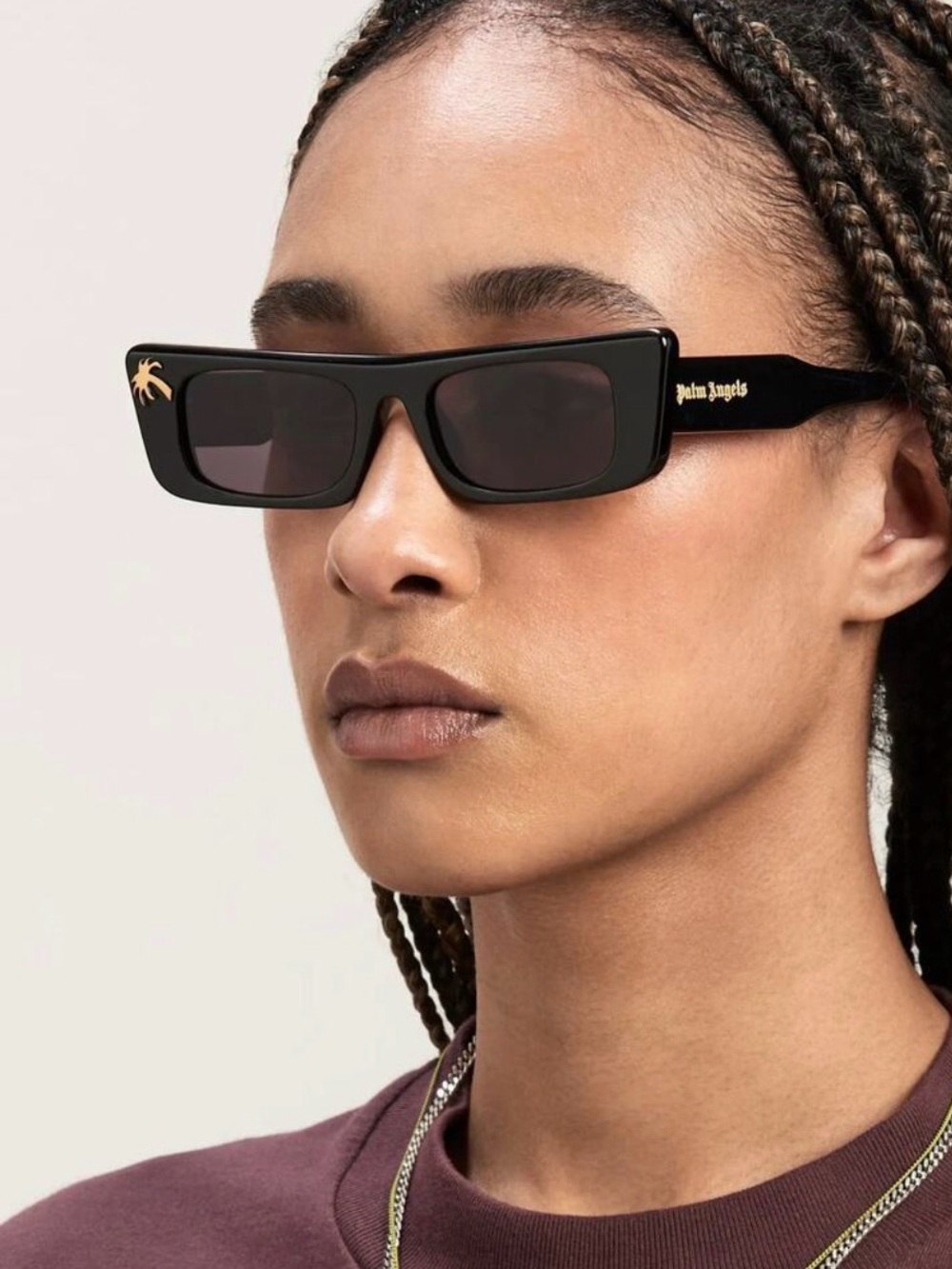 RARE — Palm Angels Black Rectangular Logo Sunglasses